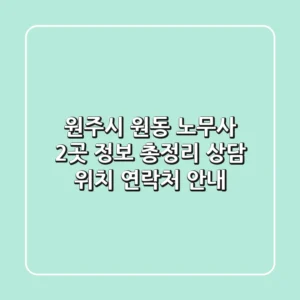 원주시 원동 노무사 2곳 정보 총정리 - 상담, 위치, 연락처 안내