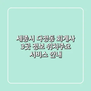세종시 다정동 회계사 3곳 정보 - 위치/주요 서비스 안내