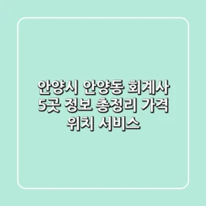 안양시 안양동 회계사 5곳 정보 총정리 - 가격, 위치, 서비스