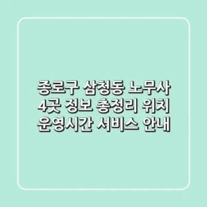 종로구 삼청동 노무사 4곳 정보 총정리 - 위치, 운영시간, 서비스 안내