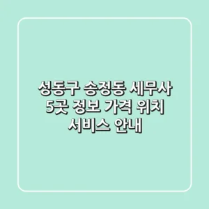 성동구 송정동 세무사 5곳 정보 - 가격, 위치, 서비스 안내