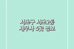 서초구 서초2동 세무사 5곳 정보