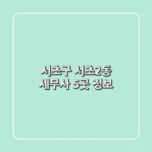 서초구 서초2동 세무사 5곳 정보