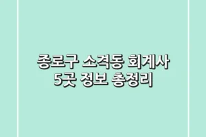 종로구 소격동 회계사 5곳 정보 총정리
