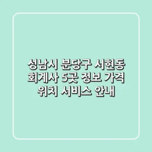 성남시 분당구 서현동 회계사 5곳 정보 - 가격, 위치, 서비스 안내