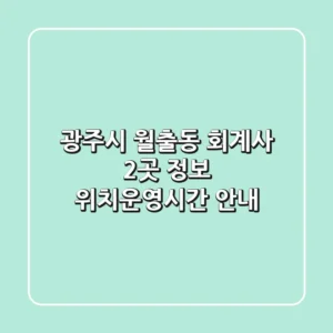 광주시 월출동 회계사 2곳 정보 - 위치/운영시간 안내