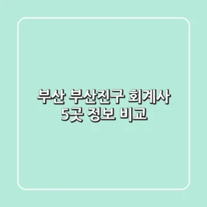 부산 부산진구 회계사 5곳 정보 비교
