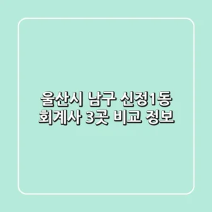 울산시 남구 신정1동 회계사 3곳 비교 정보