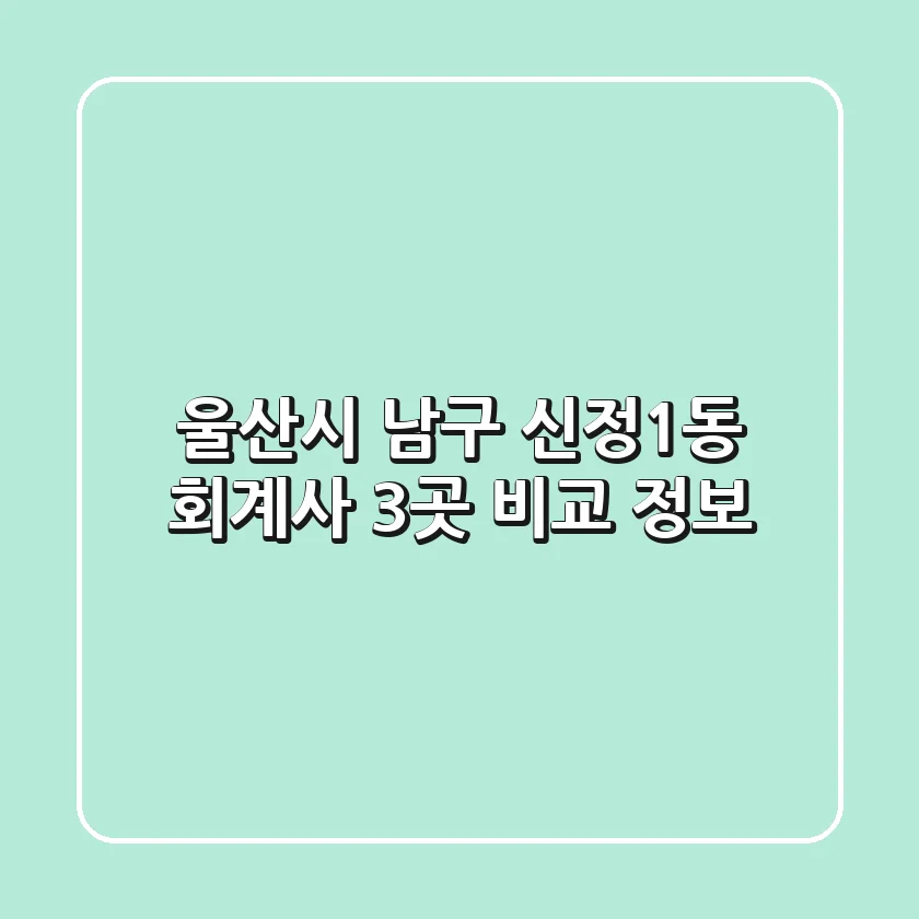 울산시 남구 신정1동 회계사 3곳 비교 정보