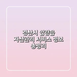 경산시 압량읍 자산관리 서비스 정보 총정리