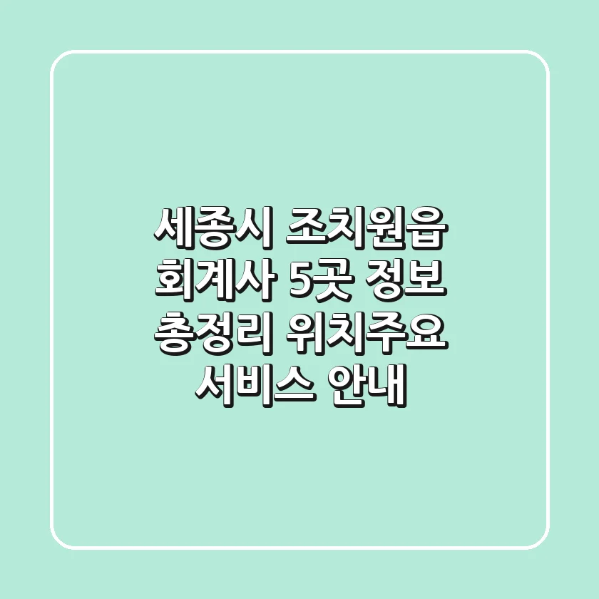 세종시 조치원읍 회계사 5곳 정보 총정리 - 위치/주요 서비스 안내