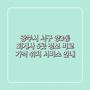 광주시 서구 양3동 회계사 5곳 정보 비교: 가격, 위치, 서비스 안내