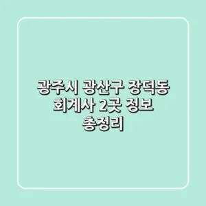 광주시 광산구 장덕동 회계사 2곳 정보 총정리