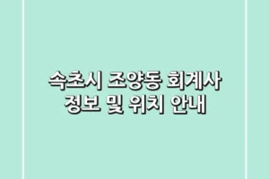 속초시 조양동 회계사 정보 및 위치 안내