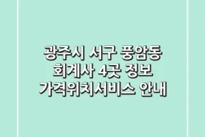 광주시 서구 풍암동 회계사 4곳 정보 – 가격/위치/서비스 안내