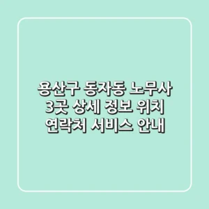 용산구 동자동 노무사 3곳 상세 정보 - 위치, 연락처, 서비스 안내