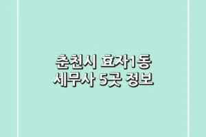 춘천시 효자1동 세무사 5곳 정보