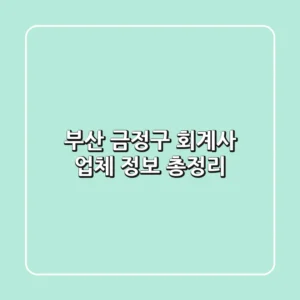 부산 금정구 회계사: 업체 정보 총정리