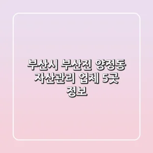 부산시 부산진 양정동 자산관리 업체 5곳 정보