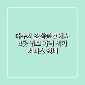 대구시 감삼동 회계사 3곳 정보 - 가격, 위치, 서비스 안내