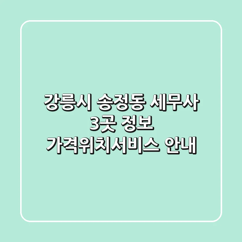 강릉시 송정동 세무사 3곳 정보 - 가격/위치/서비스 안내