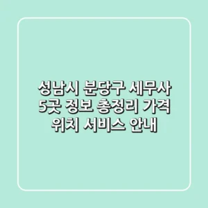 성남시 분당구 세무사 5곳 정보 총정리 - 가격, 위치, 서비스 안내