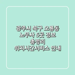 광주시 북구 오룡동 노무사 5곳 정보 총정리 - 위치/시간/서비스 안내