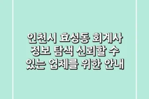 인천시 효성동 회계사 정보 탐색: 신뢰할 수 있는 업체를 위한 안내