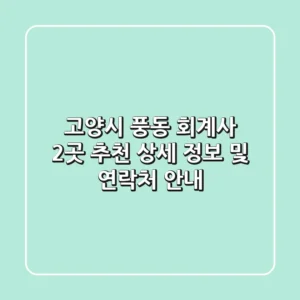 고양시 풍동 회계사 2곳 추천 - 상세 정보 및 연락처 안내