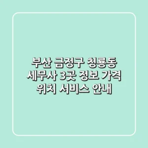 부산 금정구 청룡동 세무사 3곳 정보 - 가격, 위치, 서비스 안내