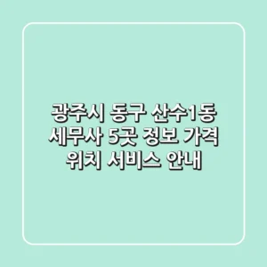 광주시 동구 산수1동 세무사 5곳 정보 - 가격, 위치, 서비스 안내