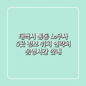 태백시 통동 노무사 5곳 정보 - 위치, 연락처, 운영시간 안내