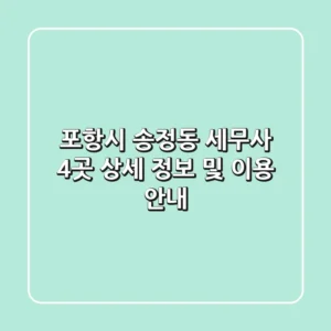 포항시 송정동 세무사 4곳: 상세 정보 및 이용 안내