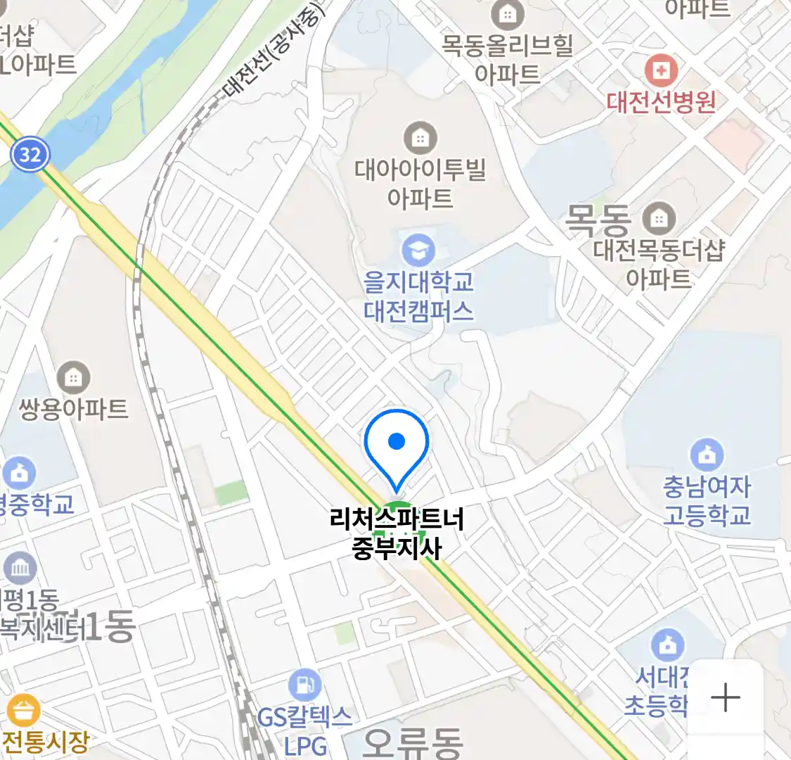 리처스파트너 중부지사 지도