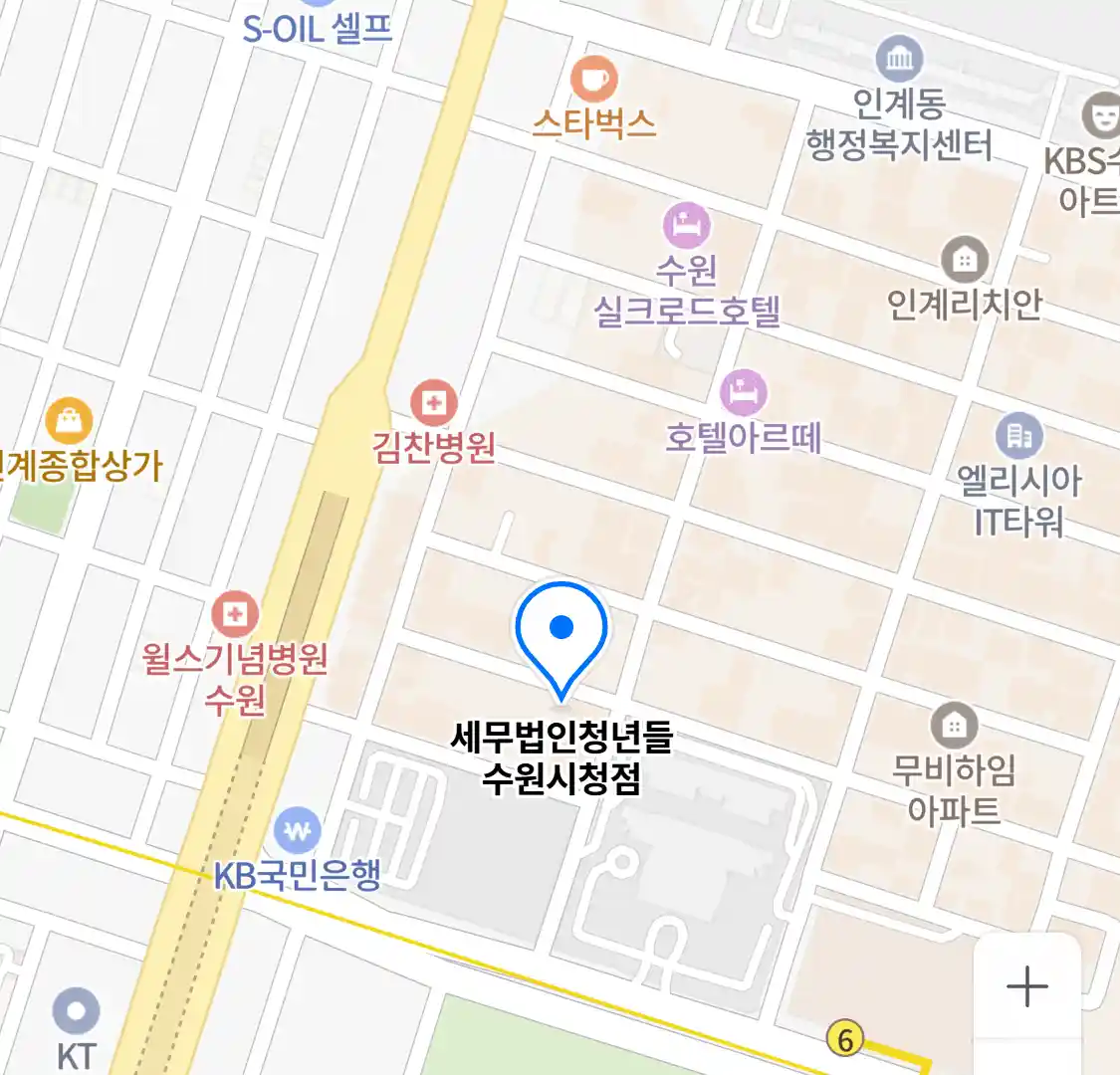 세무법인청년들 수원시청점 지도